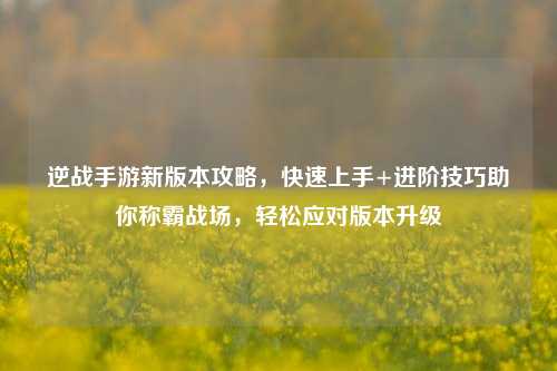 逆战手游新版本攻略,快速上手+进阶技巧助你称霸战场,轻松应对版本升级