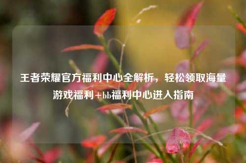 王者荣耀官方福利中心全解析,轻松领取海量游戏福利+bb福利中心进入指南