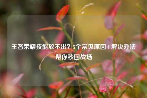 王者荣耀技能放不出?5个常见原因+解决办法帮你秒回战场