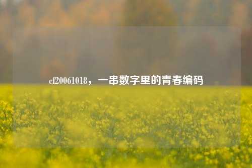 cf20061018,一串数字里的青春编码