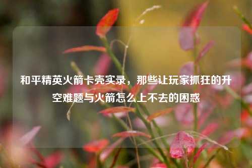 和平精英火箭卡壳实录，那些让玩家抓狂的升空难题与火箭怎么上不去的困惑