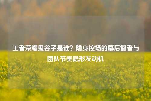 王者荣耀鬼谷子是谁？隐身控场的幕后智者与团队节奏隐形发动机