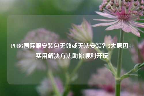PUBG国际服安装包无效或无法安装？5大原因+实用解决 *** 助你顺利开玩