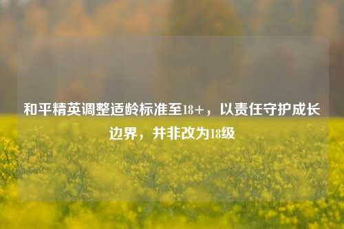 和平精英调整适龄标准至18+,以责任守护成长边界,并非改为18级