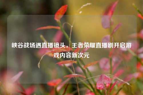 峡谷战场遇直播镜头,王者荣耀直播剧开启游戏内容新次元