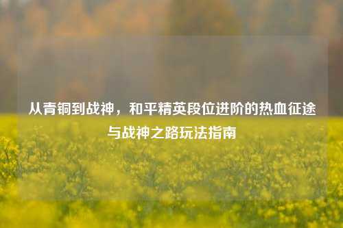 从青铜到战神，和平精英段位进阶的热血征途与战神之路玩法指南