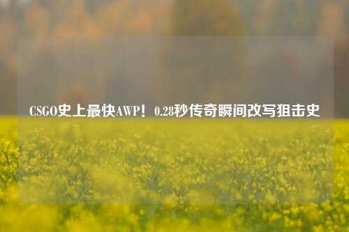 CSGO史上最快AWP!0.28秒传奇瞬间改写狙击史