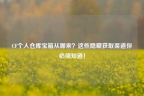 CF个人仓库宝箱从哪来？这些隐藏获取渠道你必须知道！