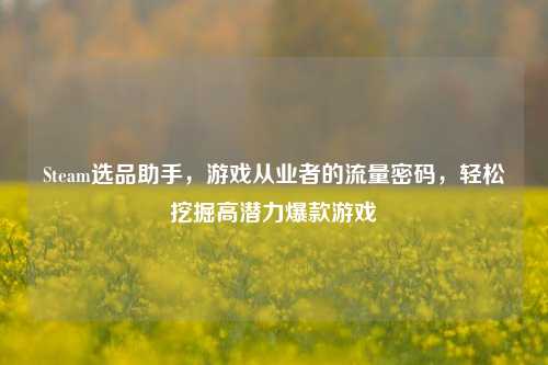 Steam选品助手，游戏从业者的流量密码，轻松挖掘高潜力爆款游戏