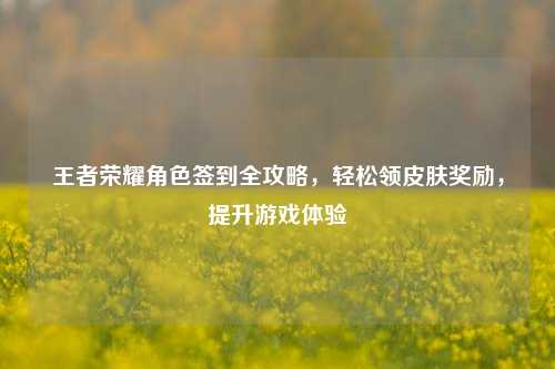 王者荣耀角色签到全攻略，轻松领皮肤奖励，提升游戏体验