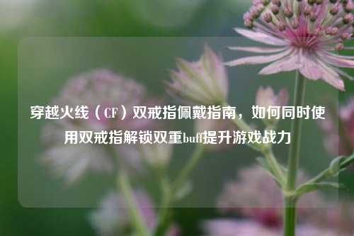 穿越火线（CF）双戒指佩戴指南，如何同时使用双戒指解锁双重buff提升游戏战力