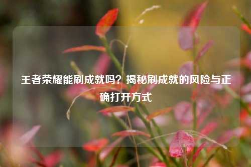 王者荣耀能刷成就吗?揭秘刷成就的风险与正确打开方式