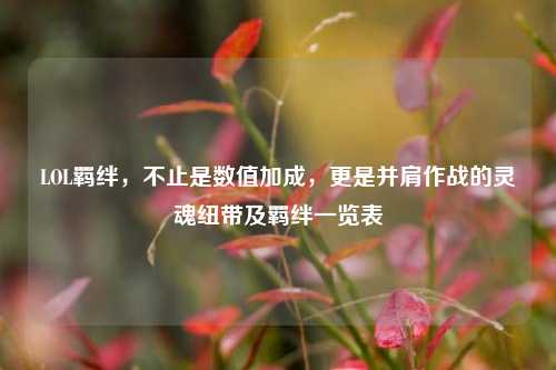 LOL羁绊，不止是数值加成，更是并肩作战的灵魂纽带及羁绊一览表