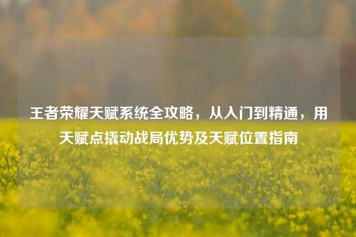 王者荣耀天赋系统全攻略,从入门到精通,用天赋点撬动战局优势及天赋位置指南