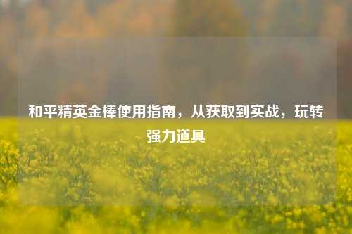 和平精英金棒使用指南,从获取到实战,玩转强力道具