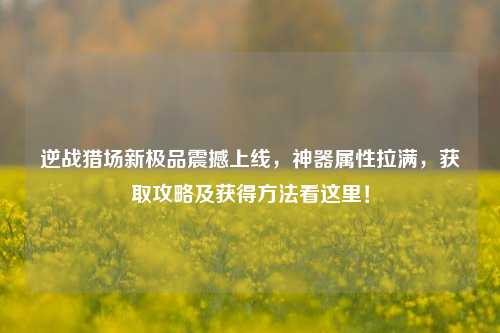 逆战猎场新极品震撼上线,神器属性拉满,获取攻略及获得 *** 看这里!