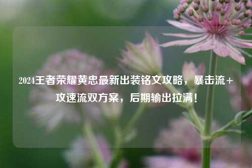 2024王者荣耀黄忠最新出装铭文攻略，暴击流+攻速流双方案，后期输出拉满！