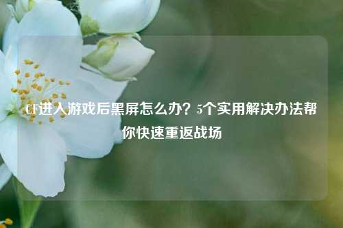 CF进入游戏后黑屏怎么办？5个实用解决办法帮你快速重返战场