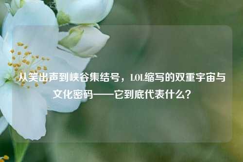 从笑出声到峡谷集结号,LOL缩写的双重宇宙与文化密码——它到底代表什么?