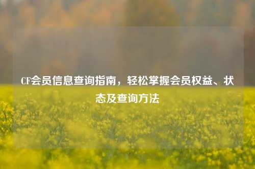 CF会员信息查询指南,轻松掌握会员权益、状态及查询 ***