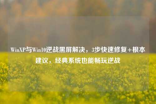 WinXP与Win10逆战黑屏解决,3步快速修复+根本建议,经典系统也能畅玩逆战