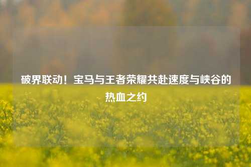 破界联动!宝马与王者荣耀共赴速度与峡谷的热血之约