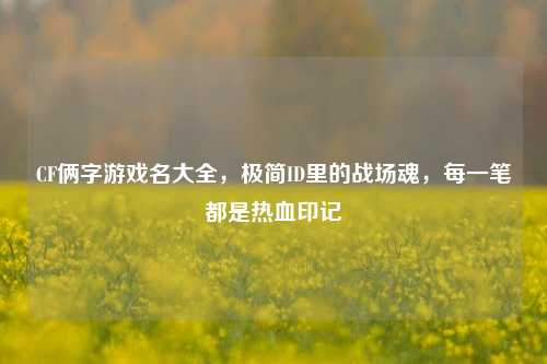 CF俩字游戏名大全,极简ID里的战场魂,每一笔都是热血印记