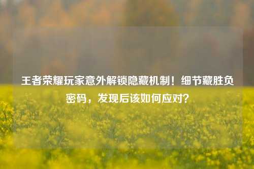 王者荣耀玩家意外解锁隐藏机制！细节藏胜负密码，发现后该如何应对？