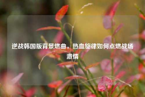 逆战韩国版背景燃曲,热血旋律如何点燃战场 ***