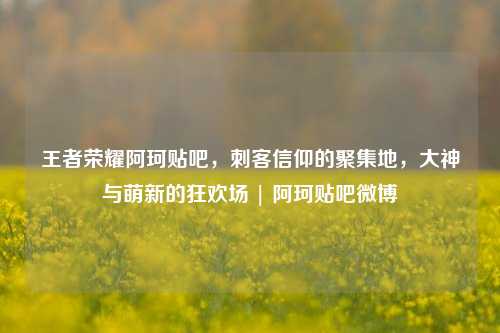 王者荣耀阿珂贴吧，刺客信仰的聚集地，大神与萌新的狂欢场 | 阿珂贴吧微博